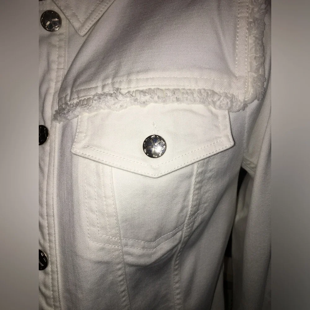 Trina Turk White Denim Jean Jacket - Picture 5 of 11
